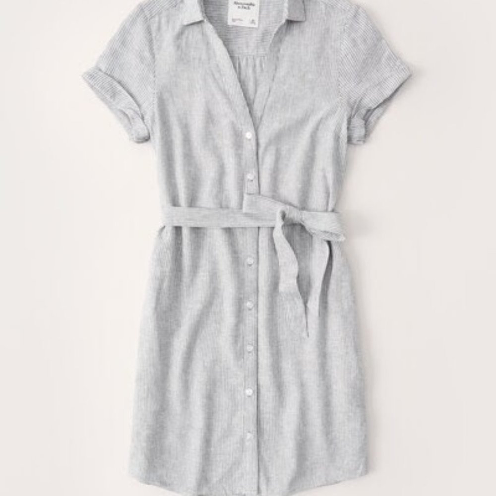 Abercrombie & Fitch Linen-Blend Shirt Dress